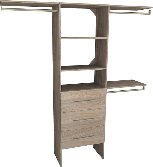Amazon Com Closetmaid 1936040 Suitesymphony Modern 25 Inch Closet Organizer With Shelves And 3 Drawers Natural Gray Home Kitchen
