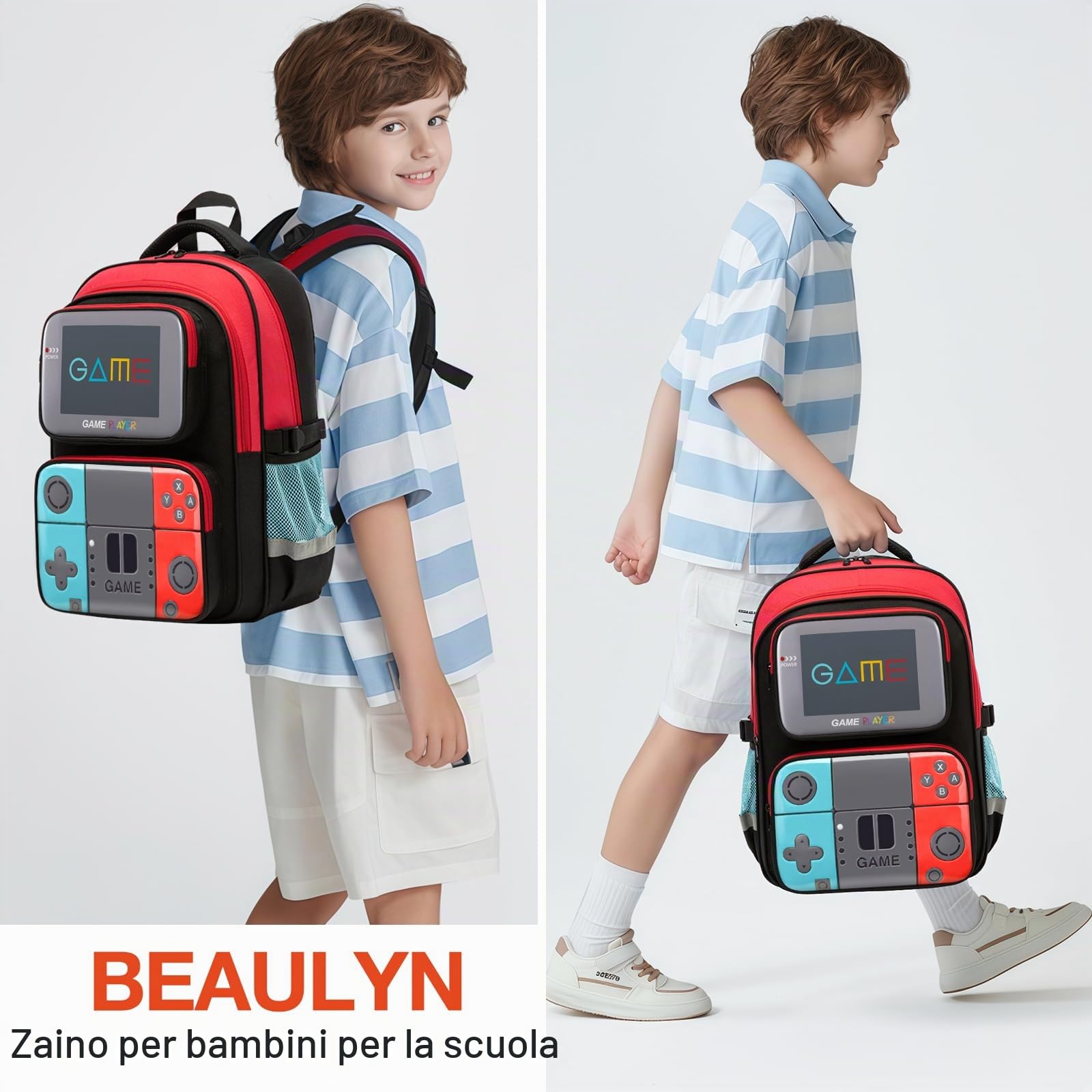 Beaulyn Zaino da gioco per ragazzi e bambini, borsa da scuola per studenti della primaria media, zaino da viaggio per laptop per ragazzi e ragazzi