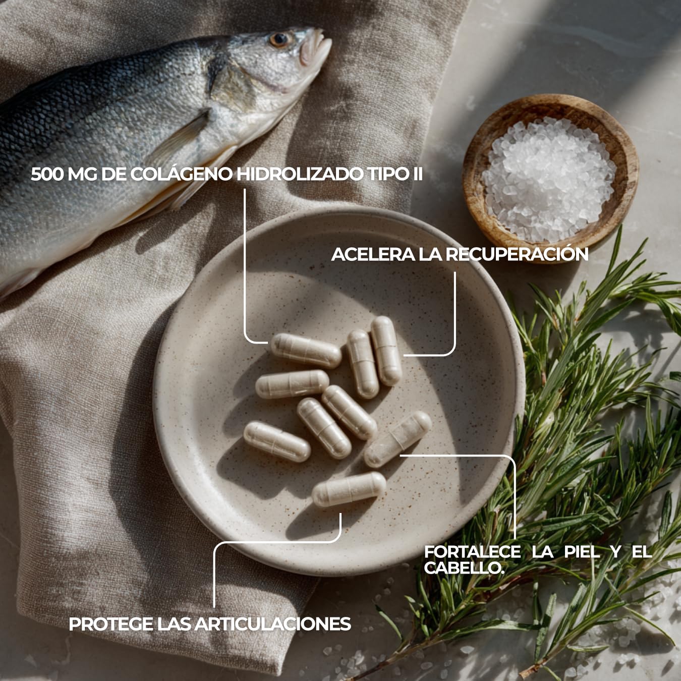 Colágeno Marino Alta Concentración – Piel, Cabello, Uñas y Articulaciones – Cápsulas – Fabricado en Francia