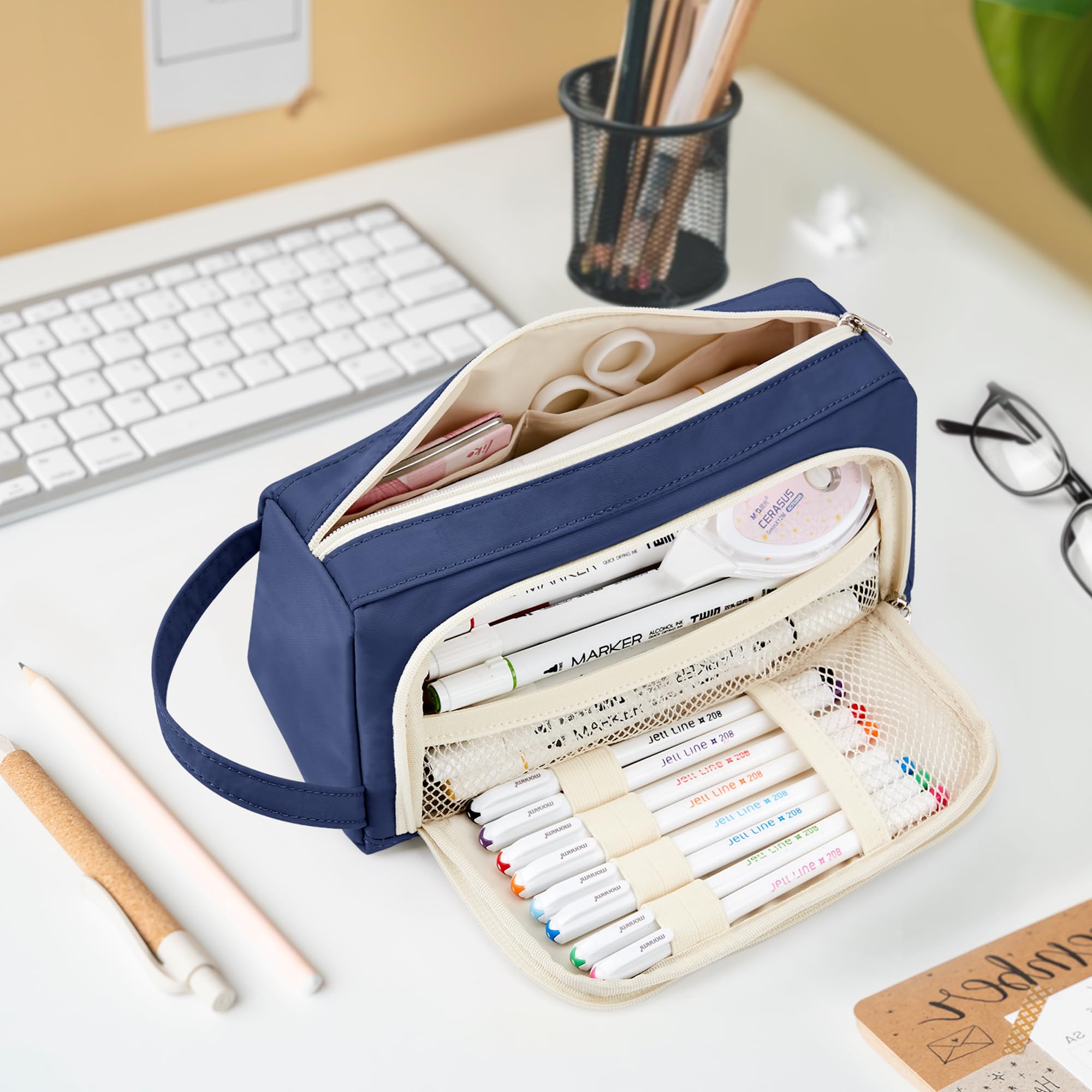 KALIDI Large Pencil Case for Girls and Boys, Cute Secondary School Big Capacity Case with Zipper & Compartments - Image 3