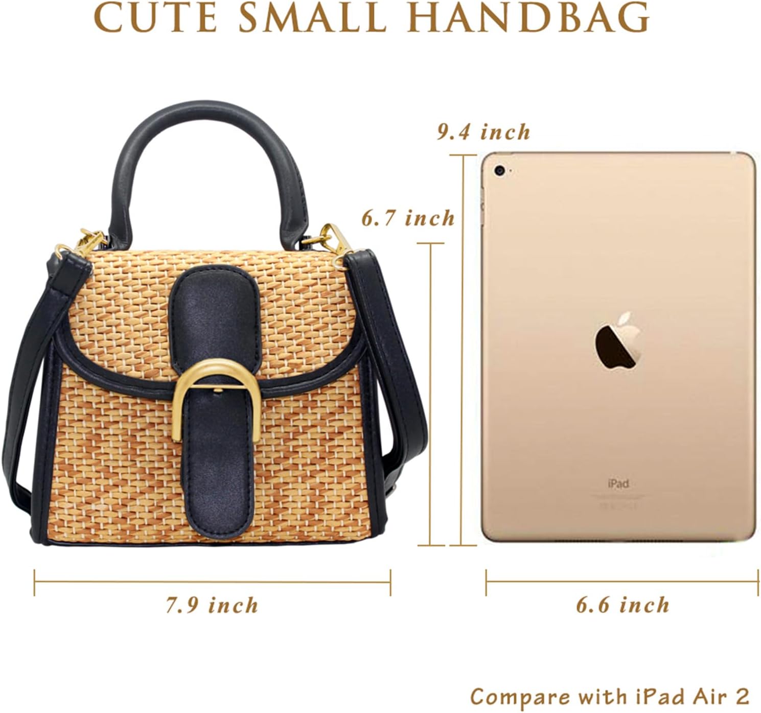 boshiho Retro Straw Woven Handbag Womens Small Cross Body Bag Shoulder Messenger Satchel - Image 4