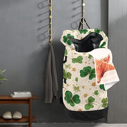 Vista 20 de Mochila de lavandería con correas ajustables para el hombro, bolsa de lavandería sucia para viajes, campamento, universidad, resistente, Rosa floral