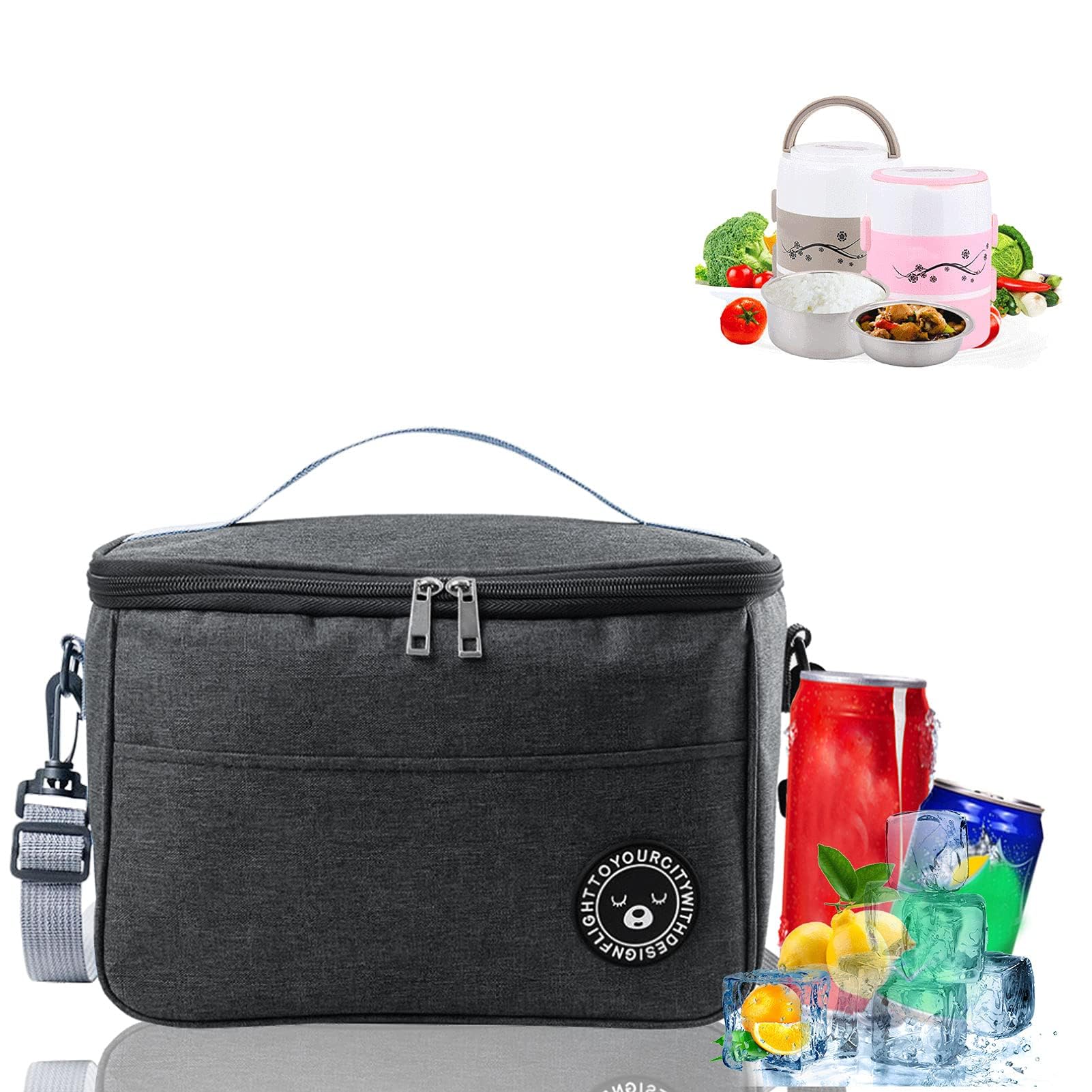 Borsa Isotermica da Pranzo 6L Pieghevole Frigo Isoterma per Alimenti Picnic Leggera Impermeabile Termica (Nero)