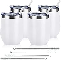Vista 25 de Lifecapido Paquete de 4 copas de vino de acero inoxidable de 12 onzas sin tallo, vaso de vino aislado, vasos de vino de acero inoxidable con tapas