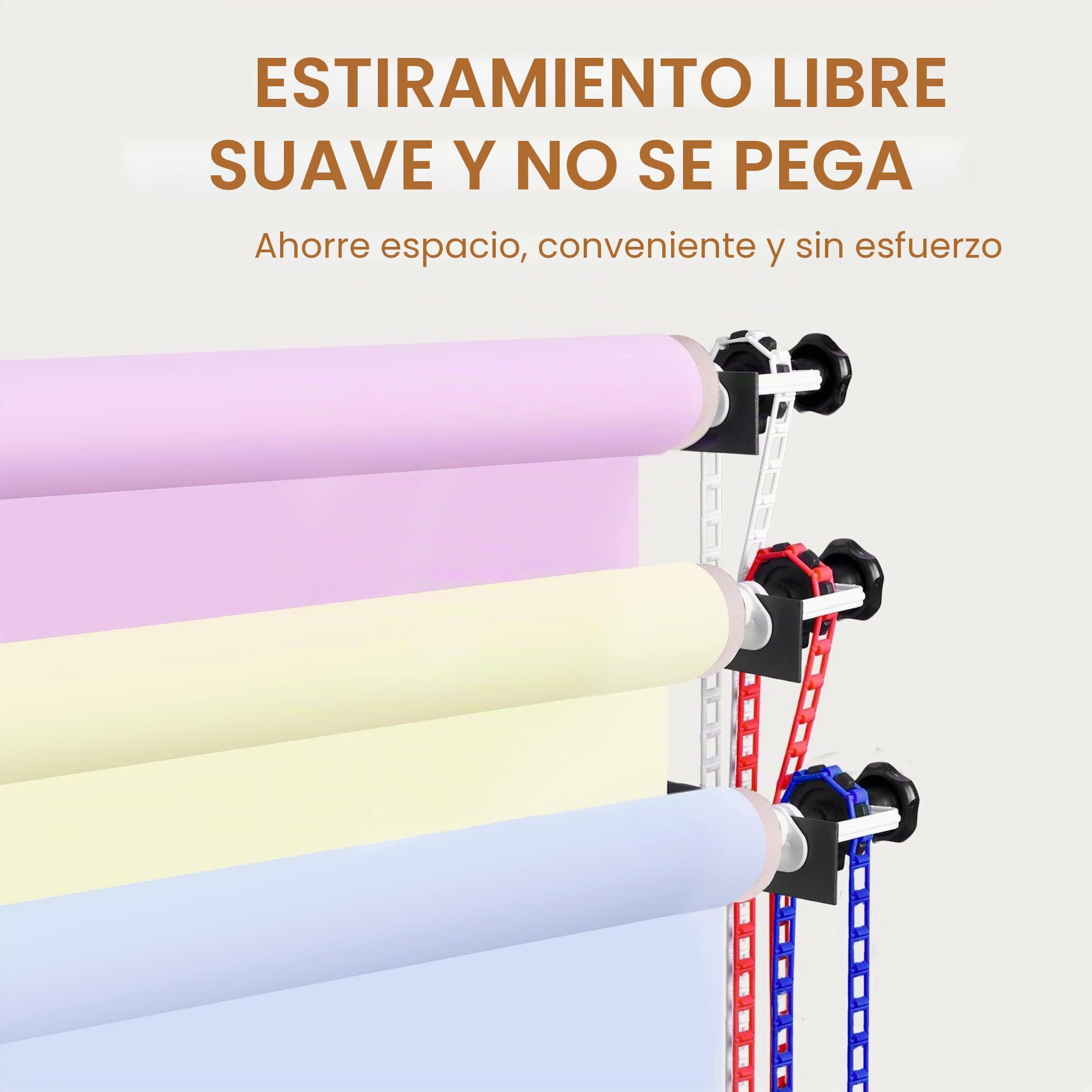 EMART Pared de Fondo de Rodillo, Sistema de Soporte de Fondo Manual de Montaje en Pared,Incluye 3 Rodillos, 2 Ganchos Triples, 6 Varillas Telescópicas, 3 Cadenas, 8 Tornillos de Fijación y 3 Ganchos