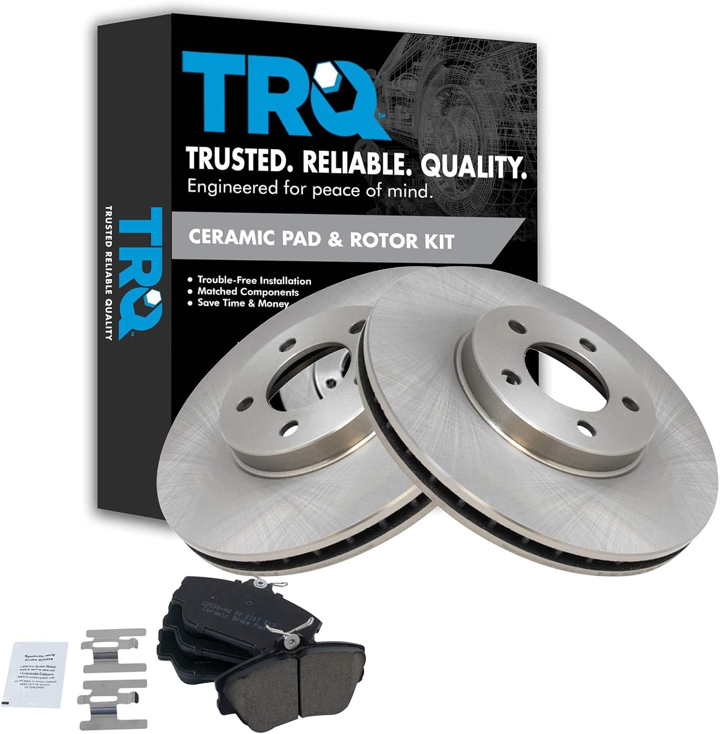 TRQ Front Disc Brake Pad & Rotor Kit Ceramic for Taurus Continental Cougar