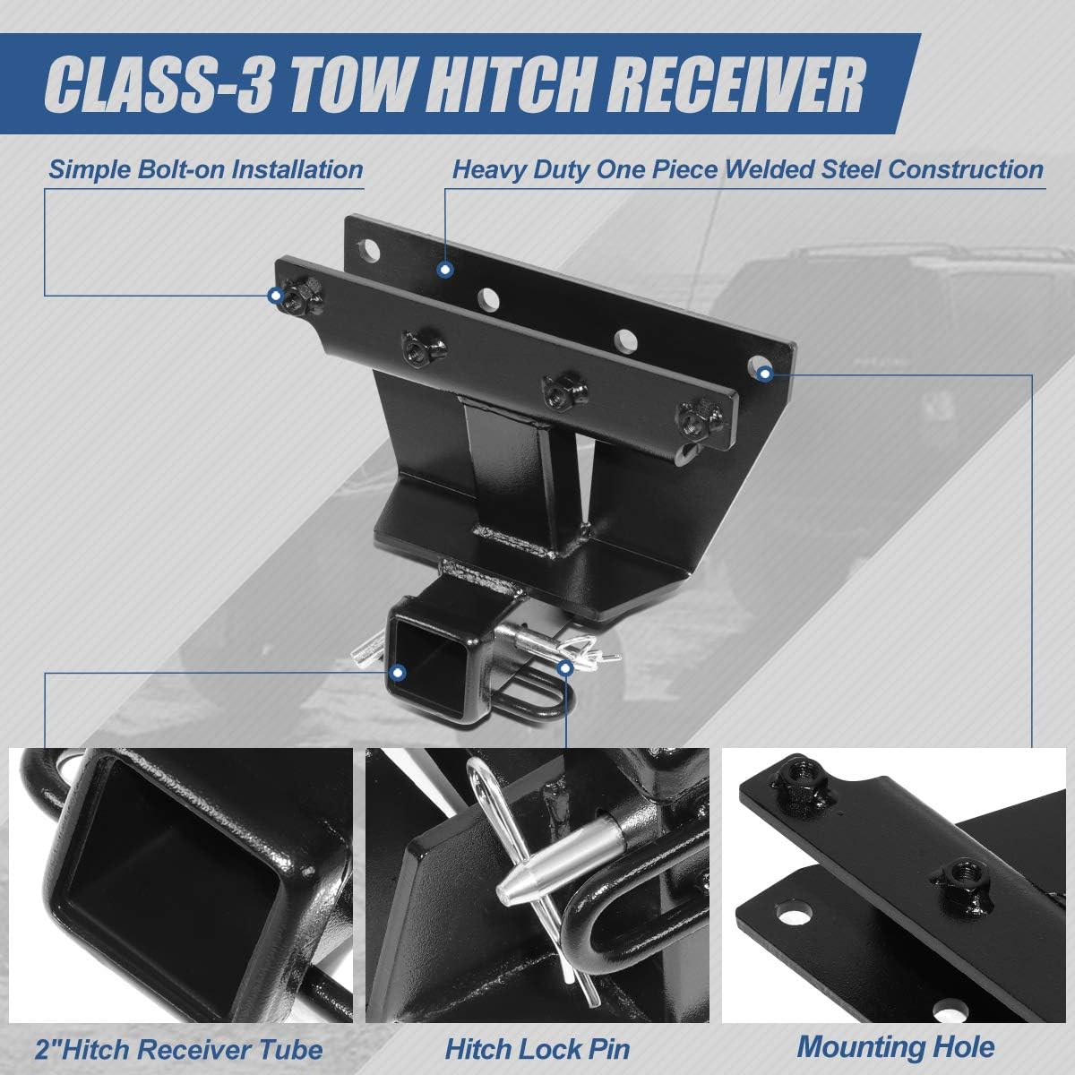 Auto Dynasty 2 Inches Class 3 Trailer Hitch Receiver Compatible with Jeep Grand Cherokee 05-10