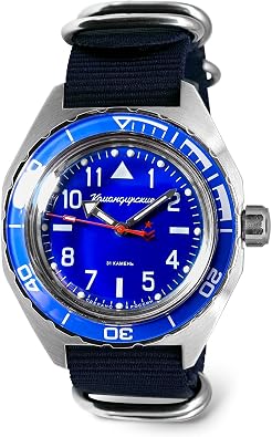 VOSTOK | Komandirskie 650852 Automatic Mechanical Self-Winding Diver Wrist Watch | Blue Strap