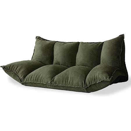 Amazon Doris ソファー ローソファー ソファーベッド フロアソファ ソファ カウチ リクライニング 低い こたつ用 2人掛け 一人暮らし ふわふわ ごろ寝 ボリューム 肉厚 角度調整 幅160cm ファブリック カーキ バーニーズ ソファベッド オンライン通販