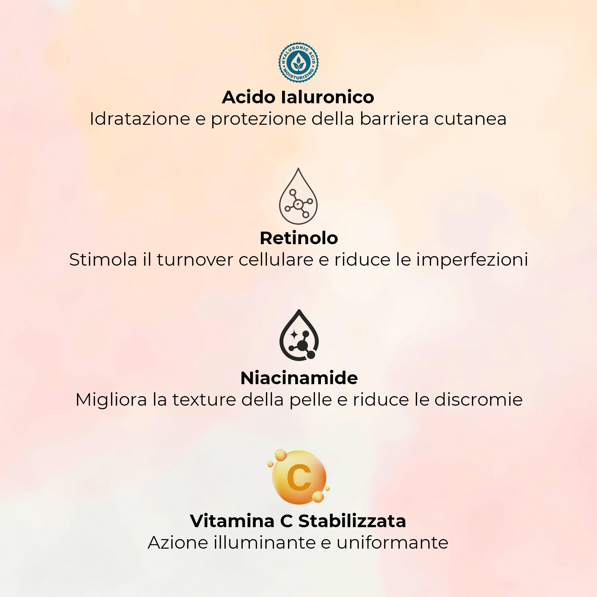Wikirose Siero Viso Illuminante Uniformante con Vitamina C & Retinolo, Acido Ialuronico, Aloe Vera Bio, per Pelle Spenta o Stressata, 30ml