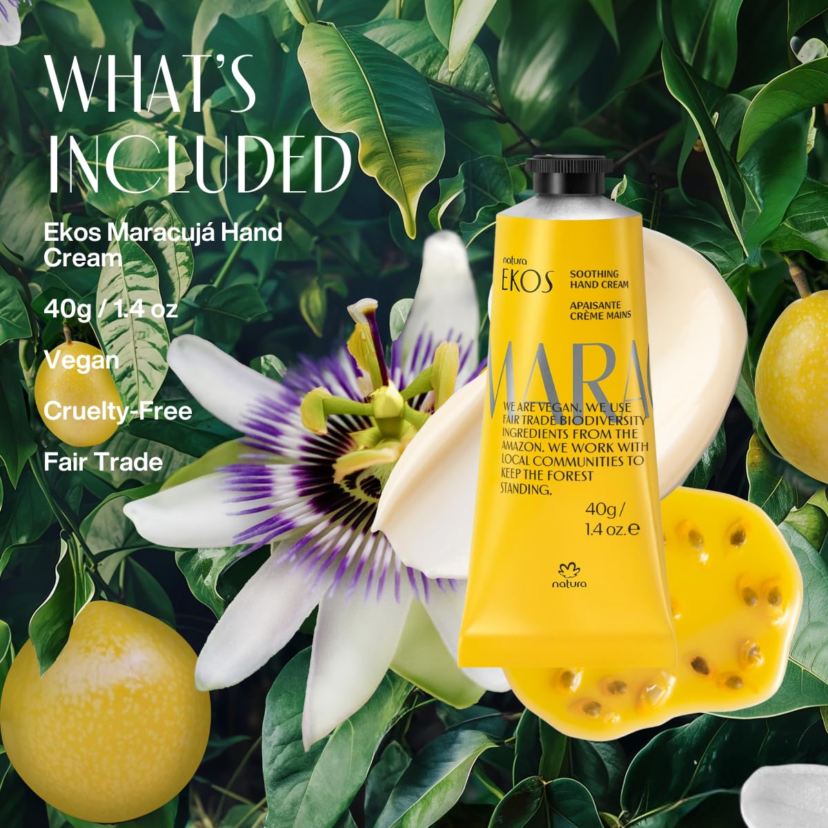 natura – Passion Fruit Hand Cream Travel Size – Soothing Balm – 24-Hour Hydration for Dry Hands – Fast Absorbing, Vegan Moisturizer – Calming & Nourishing Brazilian Hand and Cuticle Care- 1.41oz (40g) - Image 4