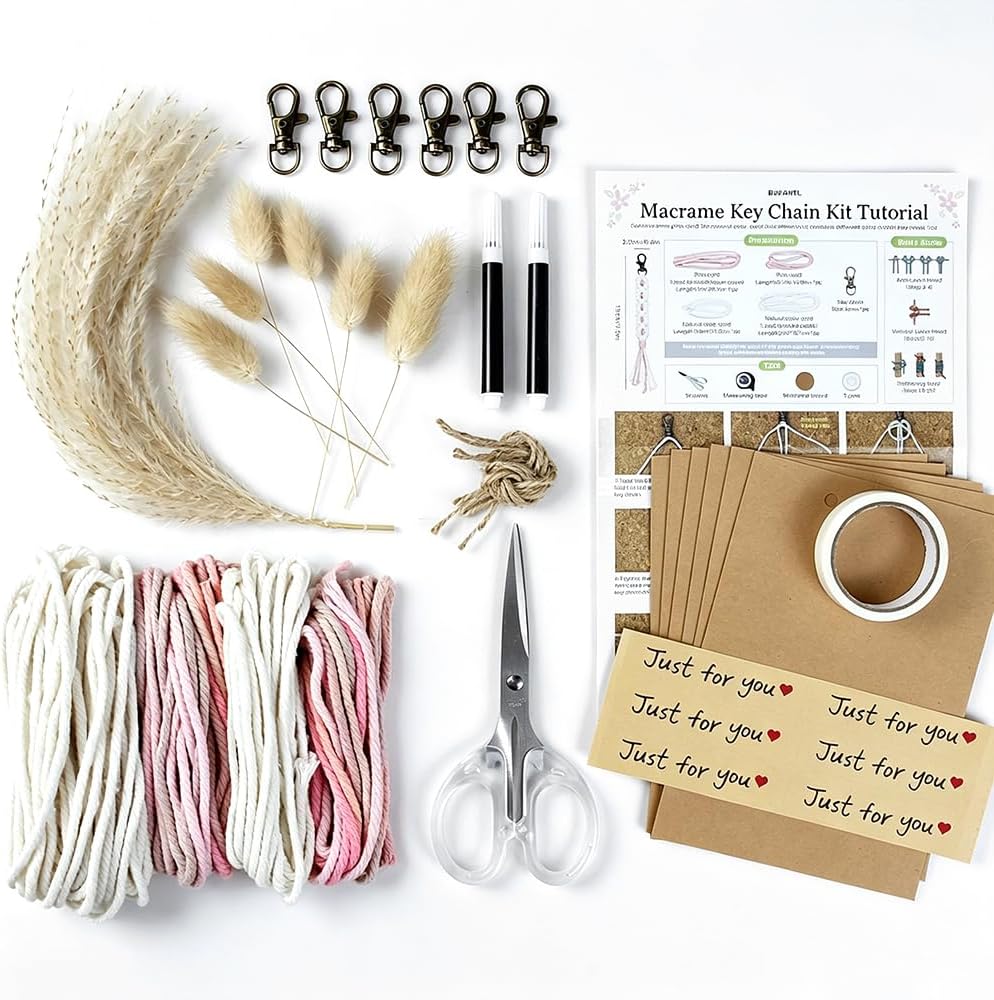 BUFANTL Dried Flower Keychain Making Kit, 6-in-1 Daisy DIY Craft Set with Tutorial, Full Accessories Included, Portable Bridesmaid Gift & Wedding Favor for Bridal Shower Party, Adults Teens