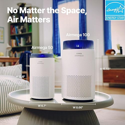 Miniatura 11 de COWAY Purificadores de aire para dormitorio y hogar de hasta 450 pies cuadrados, filtro hipercautivo para humo, alergias, caspa de mascotas, monitor