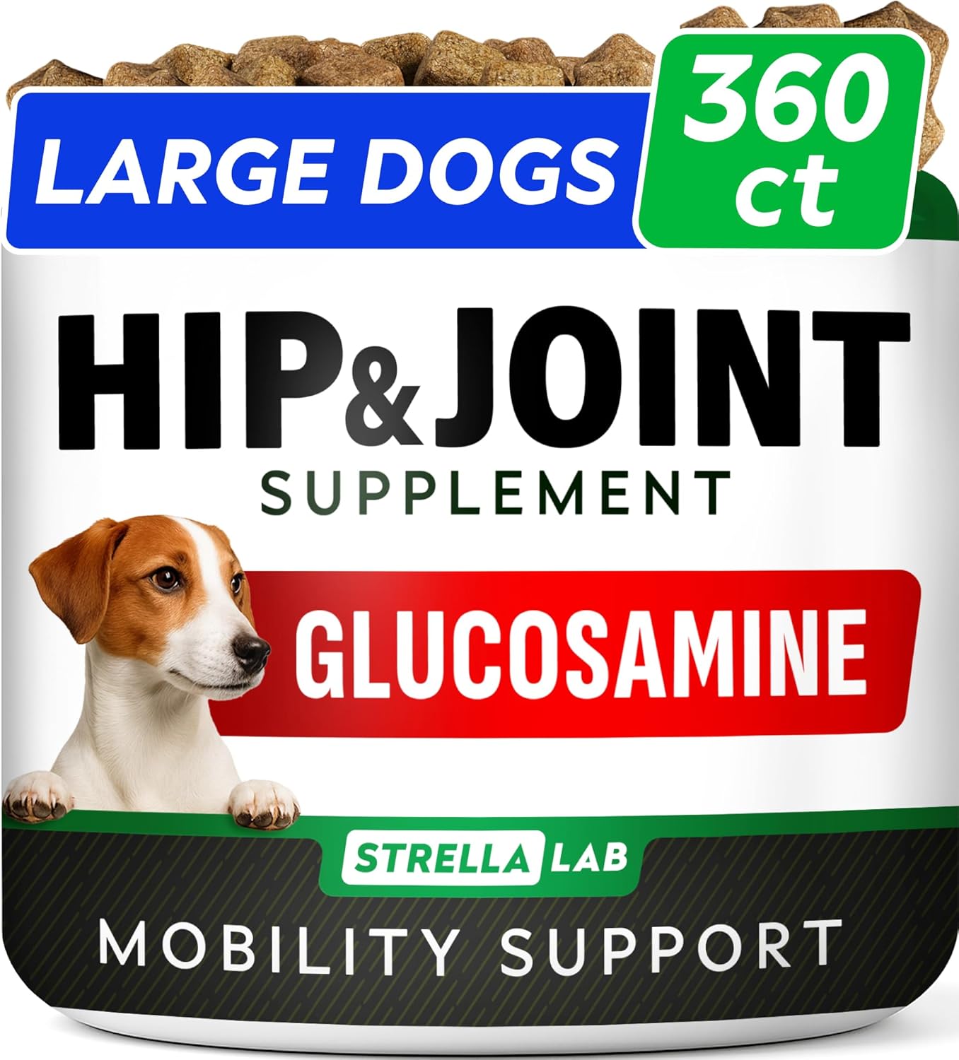 Glucosamine for Dogs - Hip & Joint Supplement for Dogs w/ Omega-3 Fish Oil - Chondroitin MSM - Advanced Mobility Chews - Joint Pain Relief - Hip & Joint Care - Made in USA (360Ct, Pack of 2)