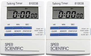 Talking Timer with Audible Countdown Voice Announcements 810038 - Large LCD Display, Hands-Free Timer with Loud Alarm & Memory Recall - Perfect for Cooking, Labs, Fitness & more - 2 pc