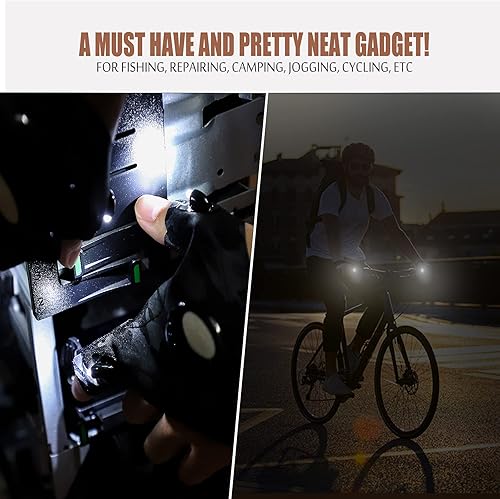 Miniatura 4 de Guantes de pesca con linterna LED para exteriores, con correa elástica, incluye destornillador para reparar vehículos, correr, pesca, campamento y