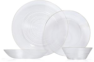 Hand Blown Clear Glass Plates and Bowls Set
