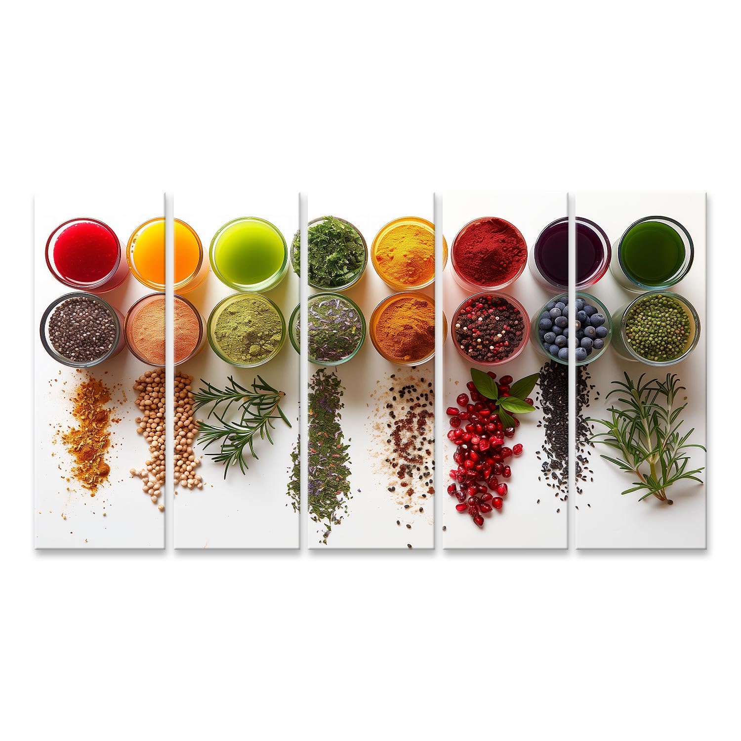 islandburner Quadro su tela Raccolta colorata di spezie ed erbe per cucina chef hobby negozio di gastronomia immagini murali poster