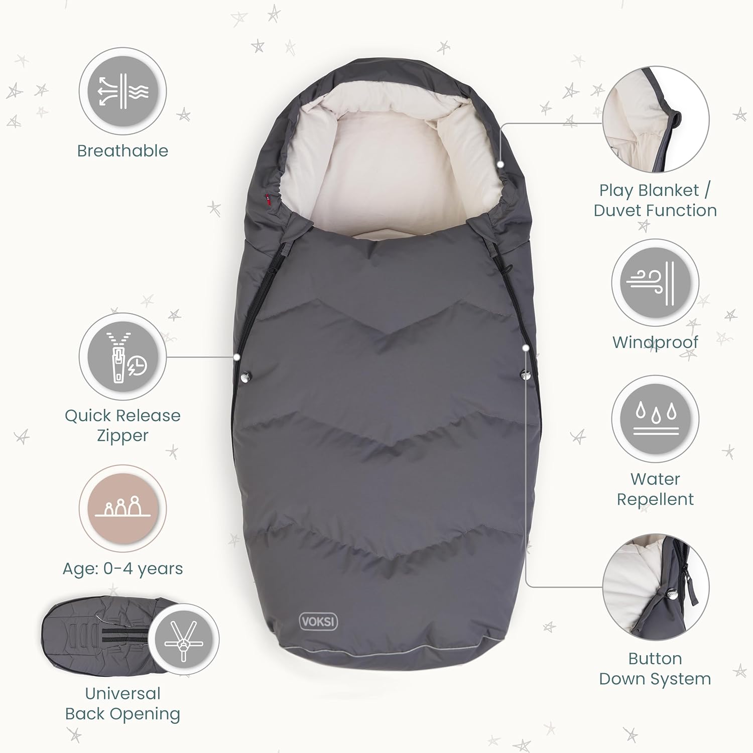 Footmuff for Stroller, Urban 2025, Natural Wool & Down, Superbly Padded & High Insulation, Extendable, Norway Product