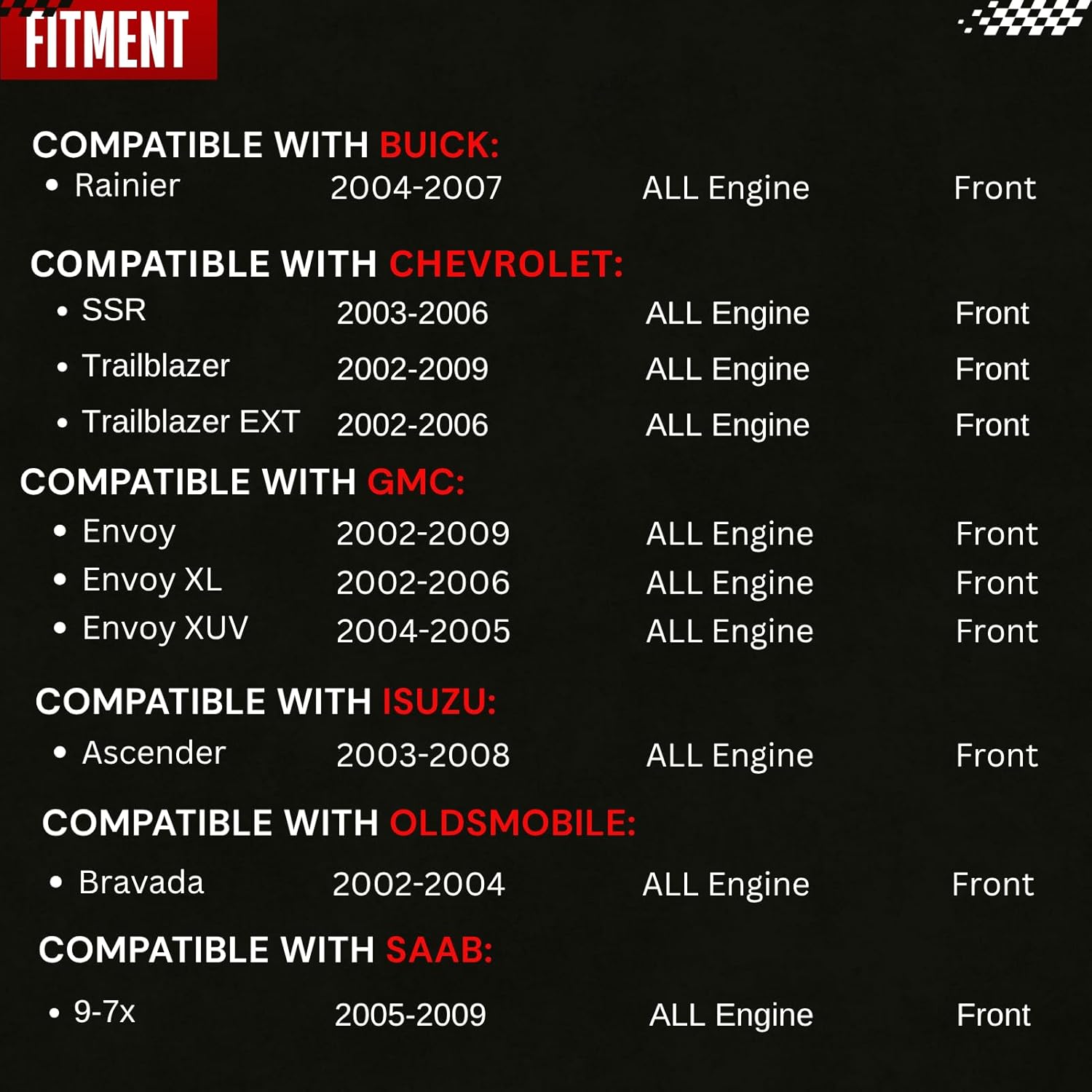 Pair 513188 Front Wheel Bearing Hub Assembly Fits 2002-2009 for Chevy Trailblazer, for GMC Envoy, 2002-2006 for Chevy Trailblazer EXT, for GMC Envoy XL, 04-07 for Buick Rainier, W/ABS 6 Lugs 2pcs