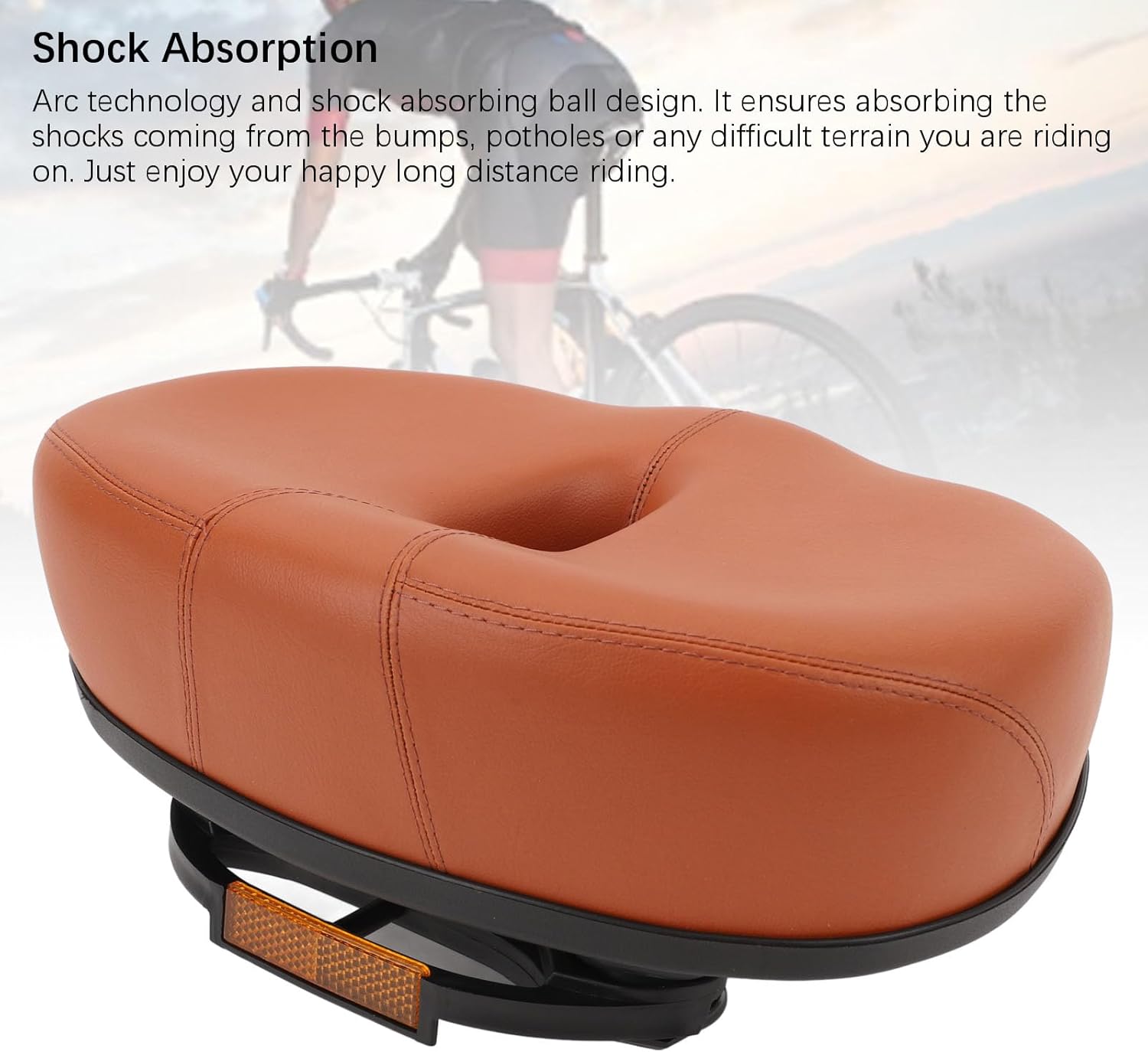 Bike Replacement Saddle, Noseless Bike Seat Wide Thickened Hollow Breathable Shock Absorbing City Mountain Bike Seat Cushion for Men Women