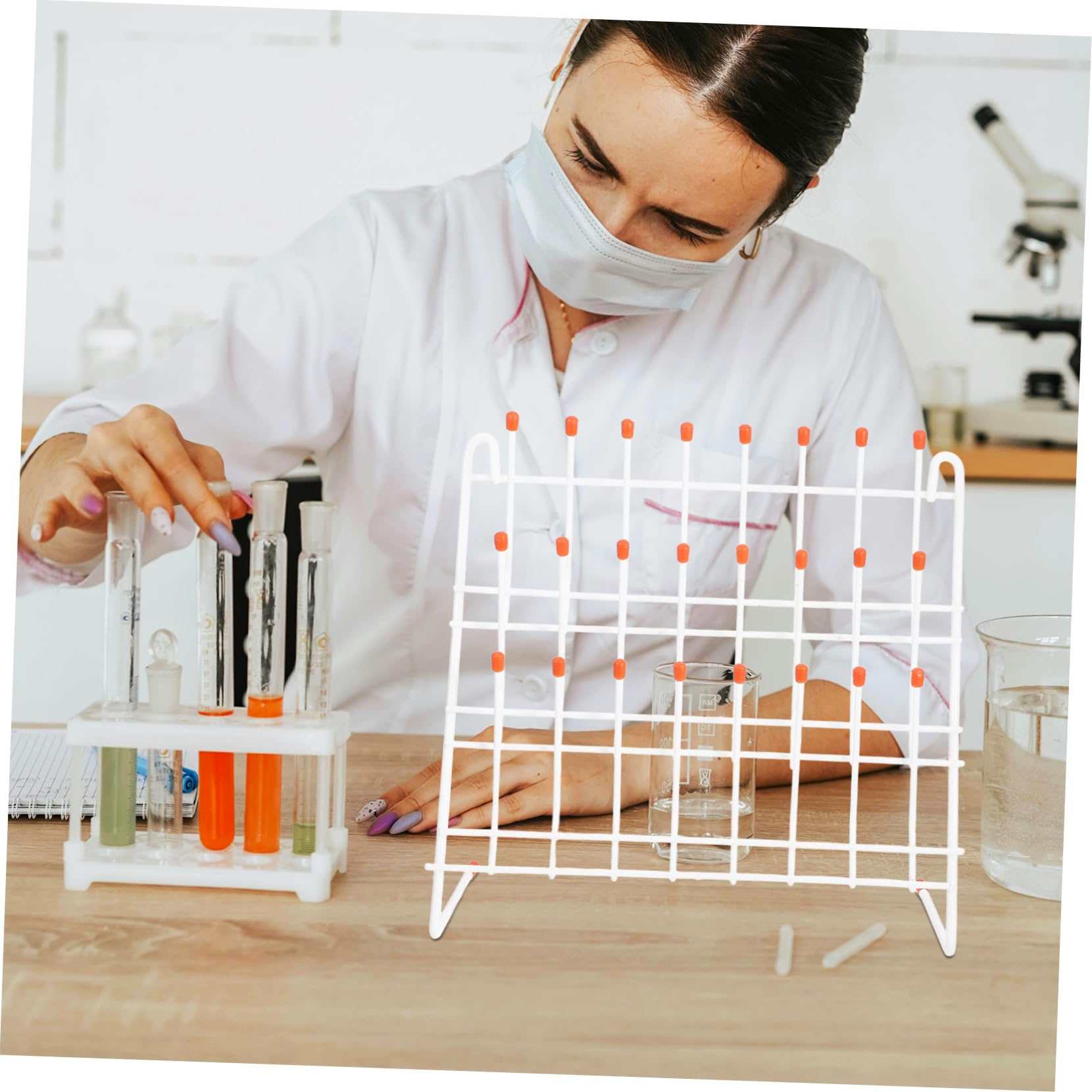 PRETYZOOM Estante Fácil para Secado Transportar Laboratorio de Ligero Soporte de Hierro Blanco Tubos Ensayo y Universidades y Centros en Investigación Científica