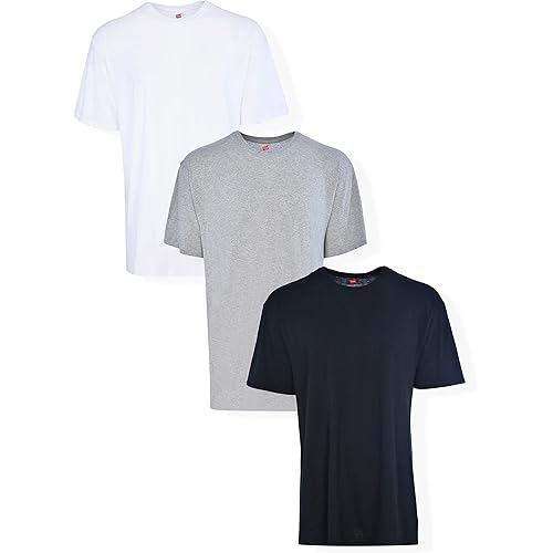 Hanes Men’s Tall 100% Cotton Crew Neck Undershirts, Tagless, Ultra Comfort, Multipack