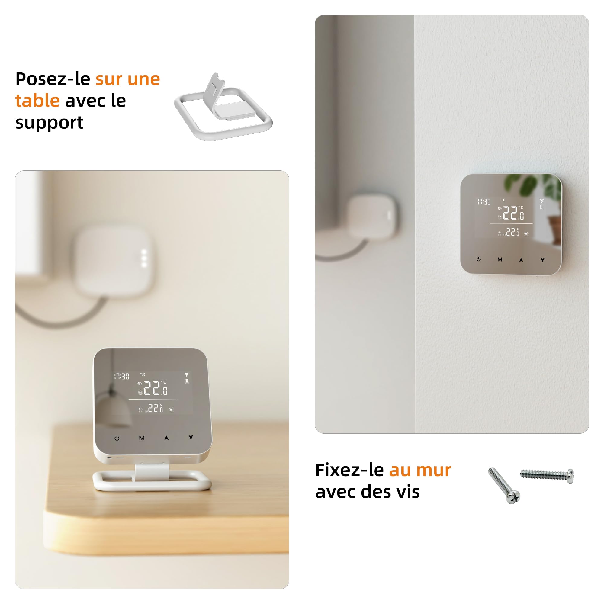 Beok Thermostat RF sans Fil avec récepteur pour chaudière (Chauffage à Eau), programmable quotidiennement, connecté d'ambiance et Intelligent, Compatible WiFi, Tuya Smart, Alexa & Google Home