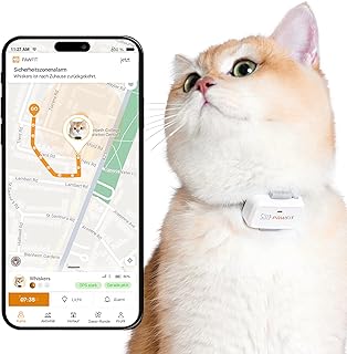 Pawfit Lite für Katzen 4G GPS-Tracker | Ultrakompakt <18g | Echtzeit-Tracking & Aktivität | Standortverlauf | Sicherheits-Halsband inkl. | Weiß