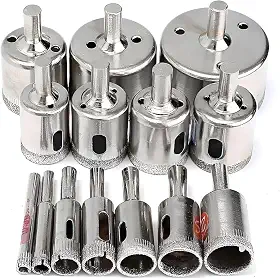 broca para porcelanato, serra copo diamantada, broca porcelanato, 15 PCS Brocas de Furadeira de Diamante para Pote de Azulejo, Vidro para Garrafas Cerâmicas Porcelana Marfim Granito