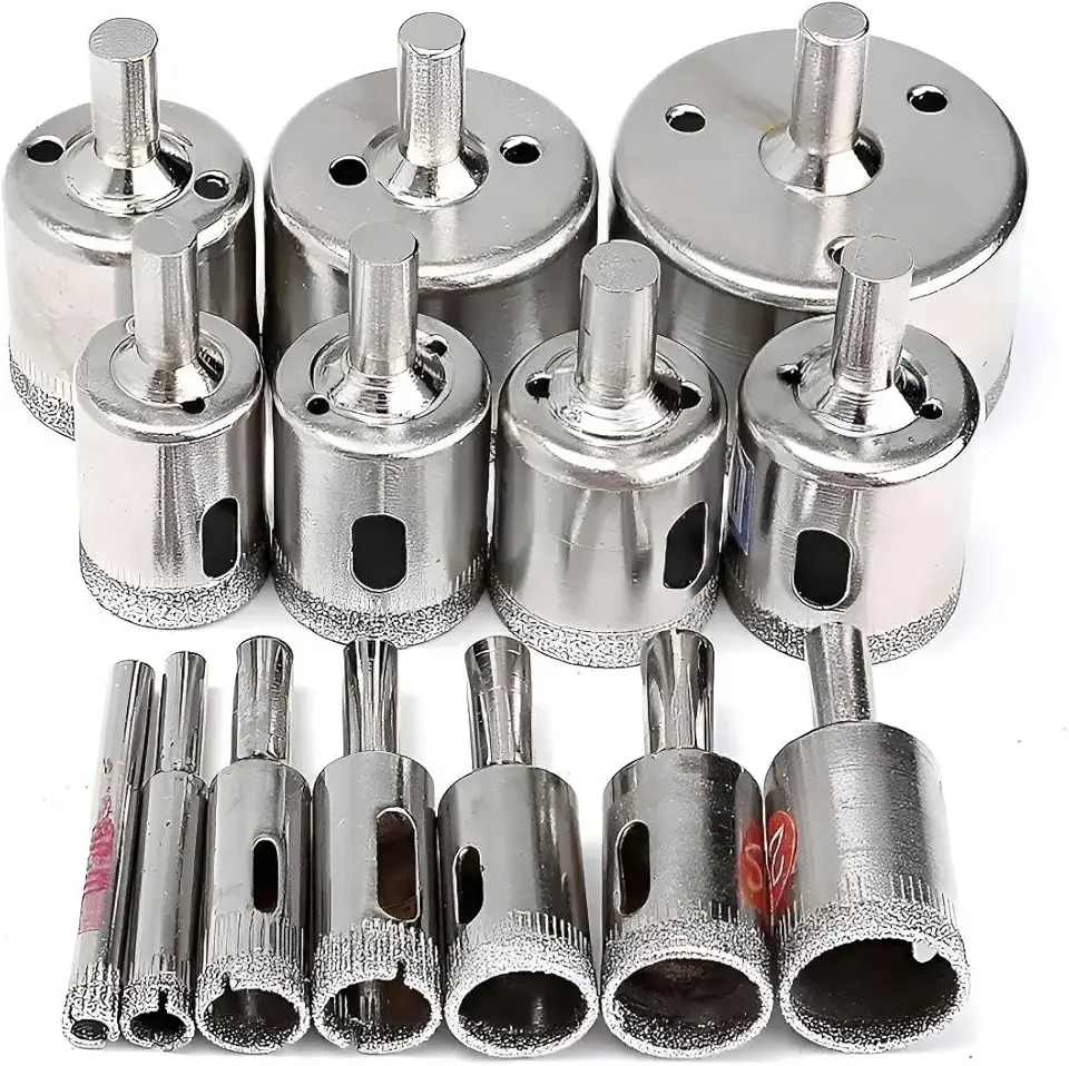 broca para porcelanato, serra copo diamantada, broca porcelanato, 15 PCS Brocas de Furadeira de Diamante para Pote de Azulejo, Vidro para Garrafas Cerâmicas Porcelana Marfim Granito