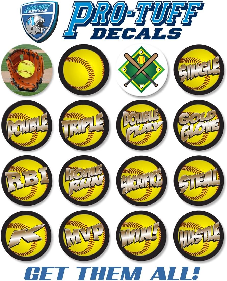 Pro-Tuff Softball Award Decals Softball Award Stickers in Full Color 100 Softball Awards