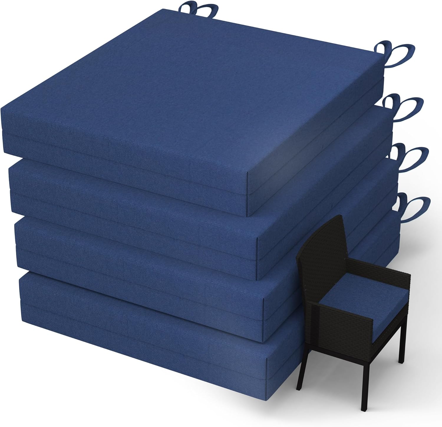 WOLKI Outdoor Cushions for Patio Furniture Set of 4, 18.5 x 16 x 3 Waterproof Seat Cushions Thick Chair Pads for Garden, Patio, Dining