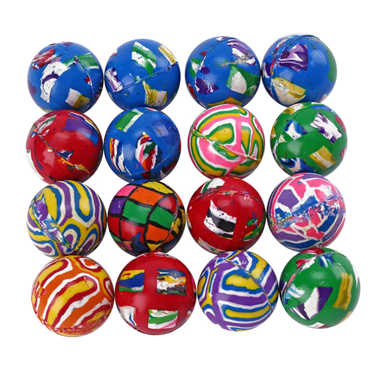 Lurrose 100 Palline di Gomma Elastiche di 32mm per Bambini, Giocattolo Creativo e Sicuro, Perfette per Giochi e Festa dei Bambini Confezione da 100 Pezzi Stili Multipli