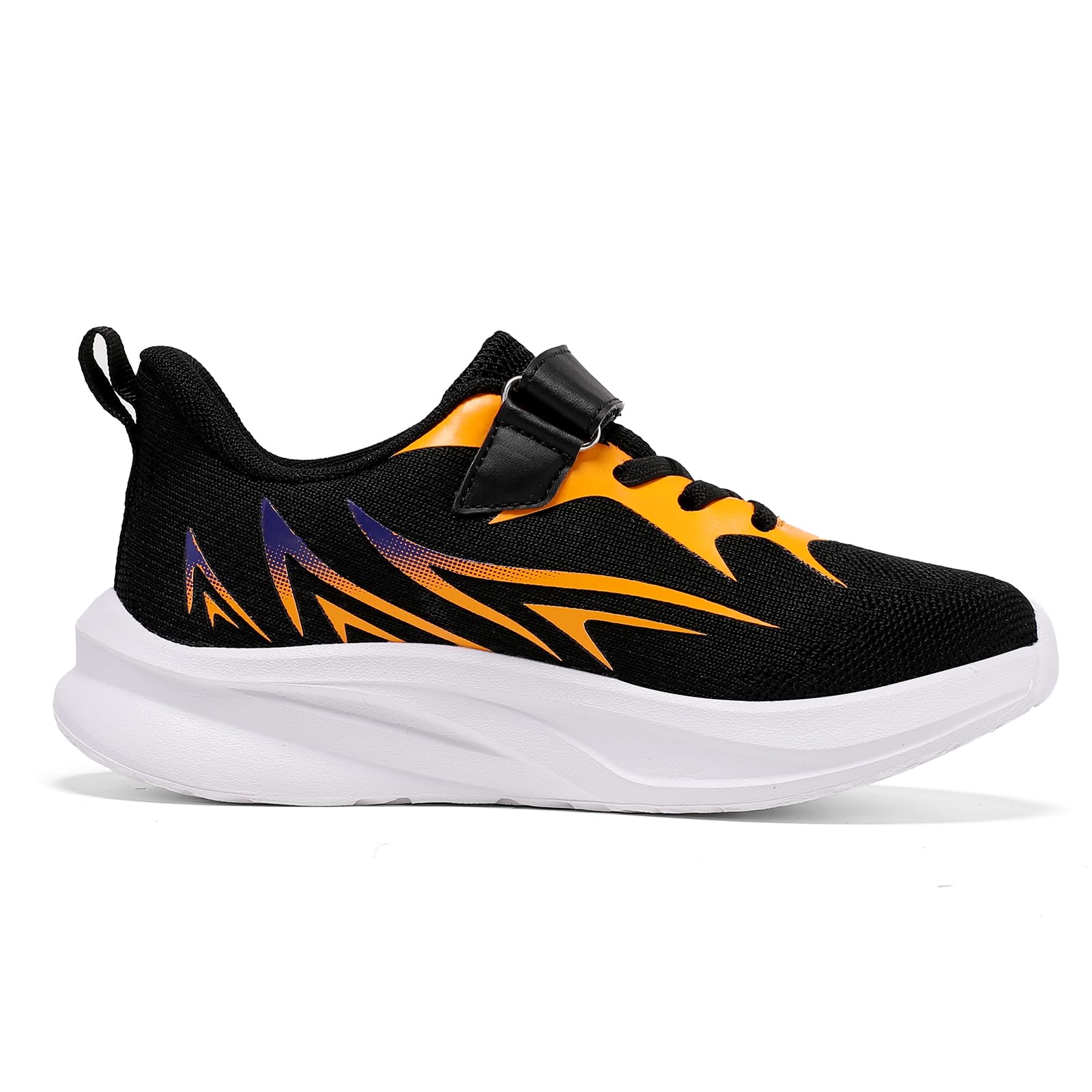 Basket Enfant Garcon Basket Fille Chaussures Garçon Sneakers Running Chaussure Enfant Garçon Respirant Chaussures de Marche Chaussure Noir Orange 33EU