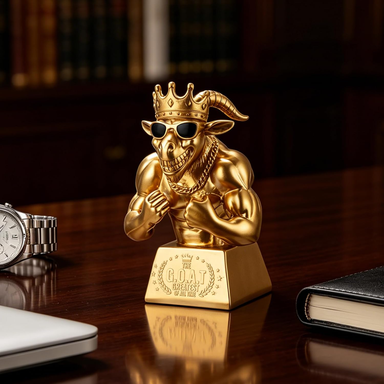 Goat Trophy Solid Resin The G.O.A.T. Trophy Greatest of All Time Funny Award for Fantasy Football Champion Office MVP Employee Recognition Coworker Boss Gag Gift Desk Decor