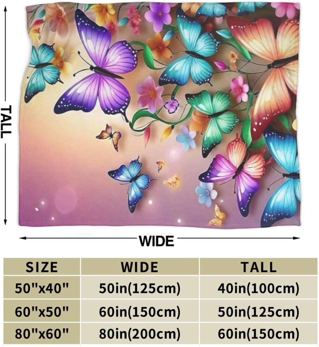 Ultra Soft Cute Butterfly Decor Butterfly Blanket Flannel Throw Blanket Bedding Suitable for Travel Camping Living Room Sofa Bedroom Decoration Gifts (Style-5, 50inx40in) - Image 4