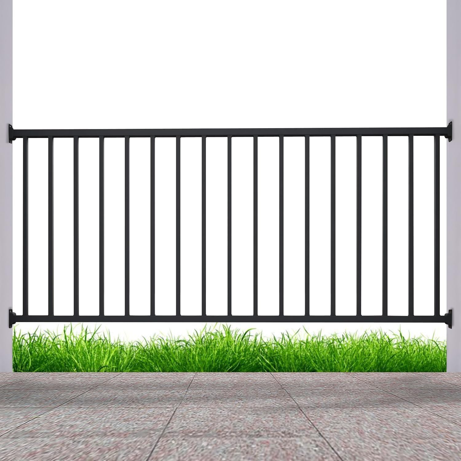 CHR Metal Guard Rail Kit with Balusters and Brackets for Deck Porch Outdoor Handrail (6 Feet)