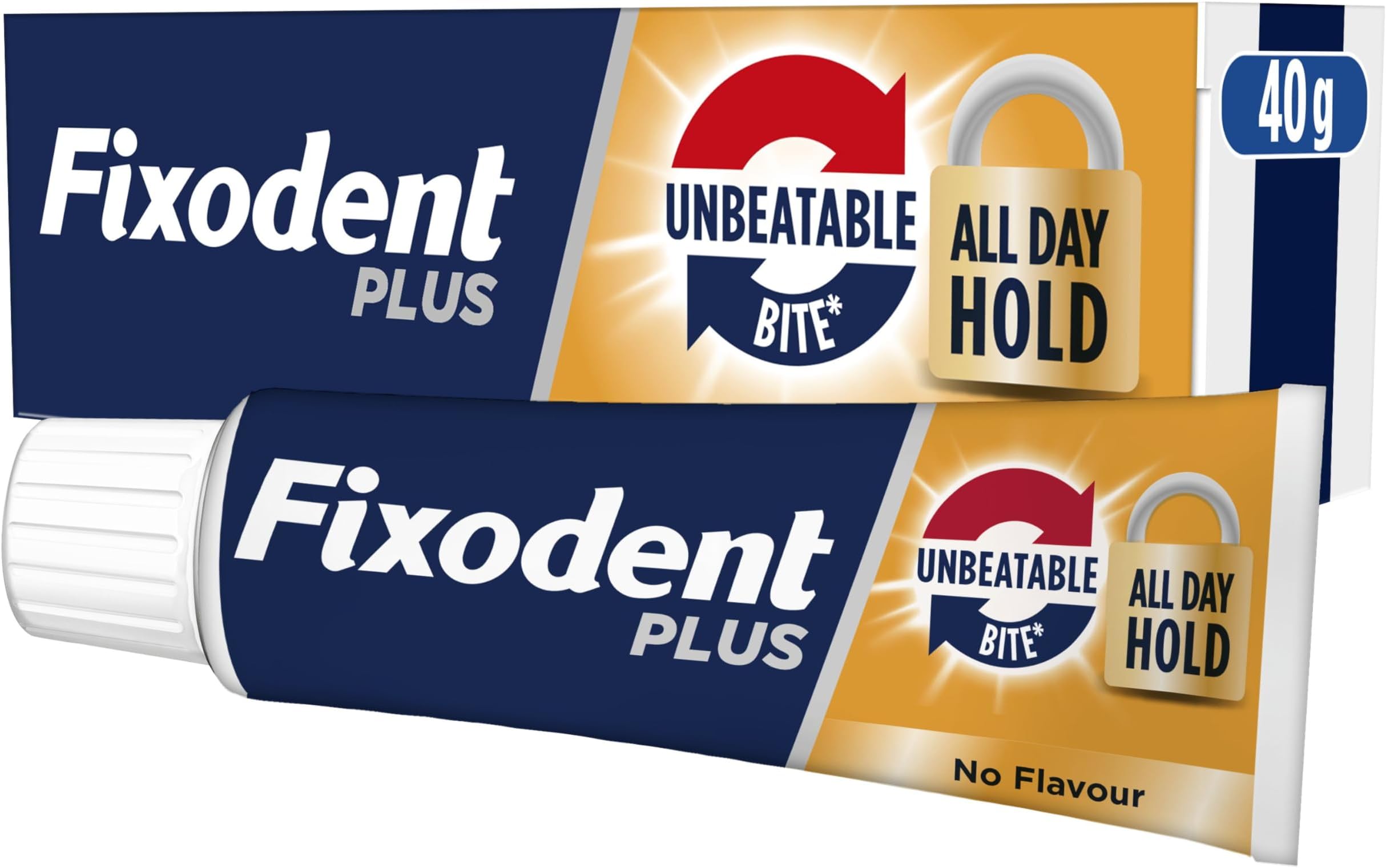 Fixodent Plus Unbeatable Bite Denture Adhesive, Flavour Free 40g