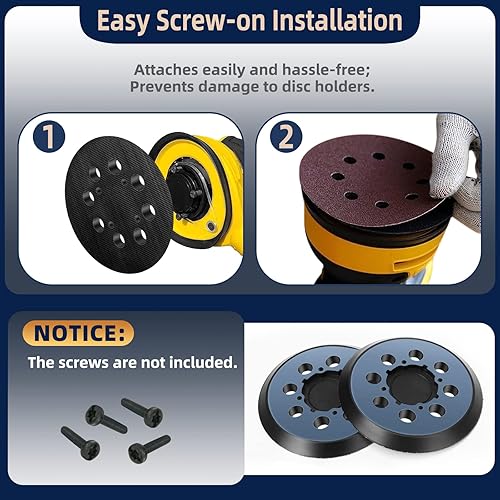 Miniatura 6 de Paquete de 5 almohadillas de lijado de repuesto para Dewalt de 5 pulgadas, 8 agujeros, gancho y bucle DWE64233 y N329079, almohadilla de respaldo de