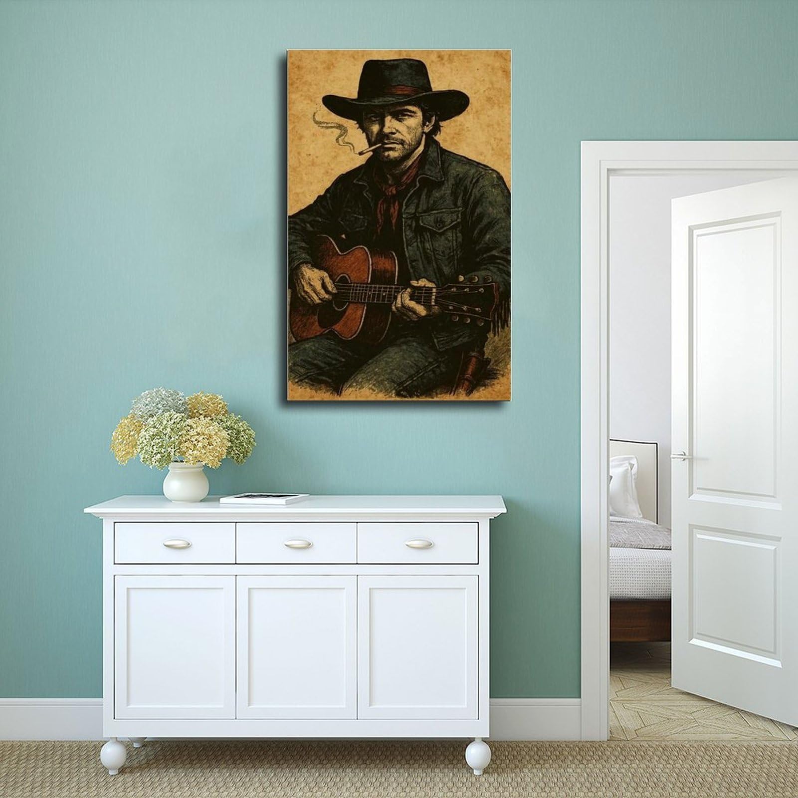 Poster artistico retrò con musica country (2) su tela, decorazione artistica da parete per soggiorno, camera da letto, 60 x 90 cm