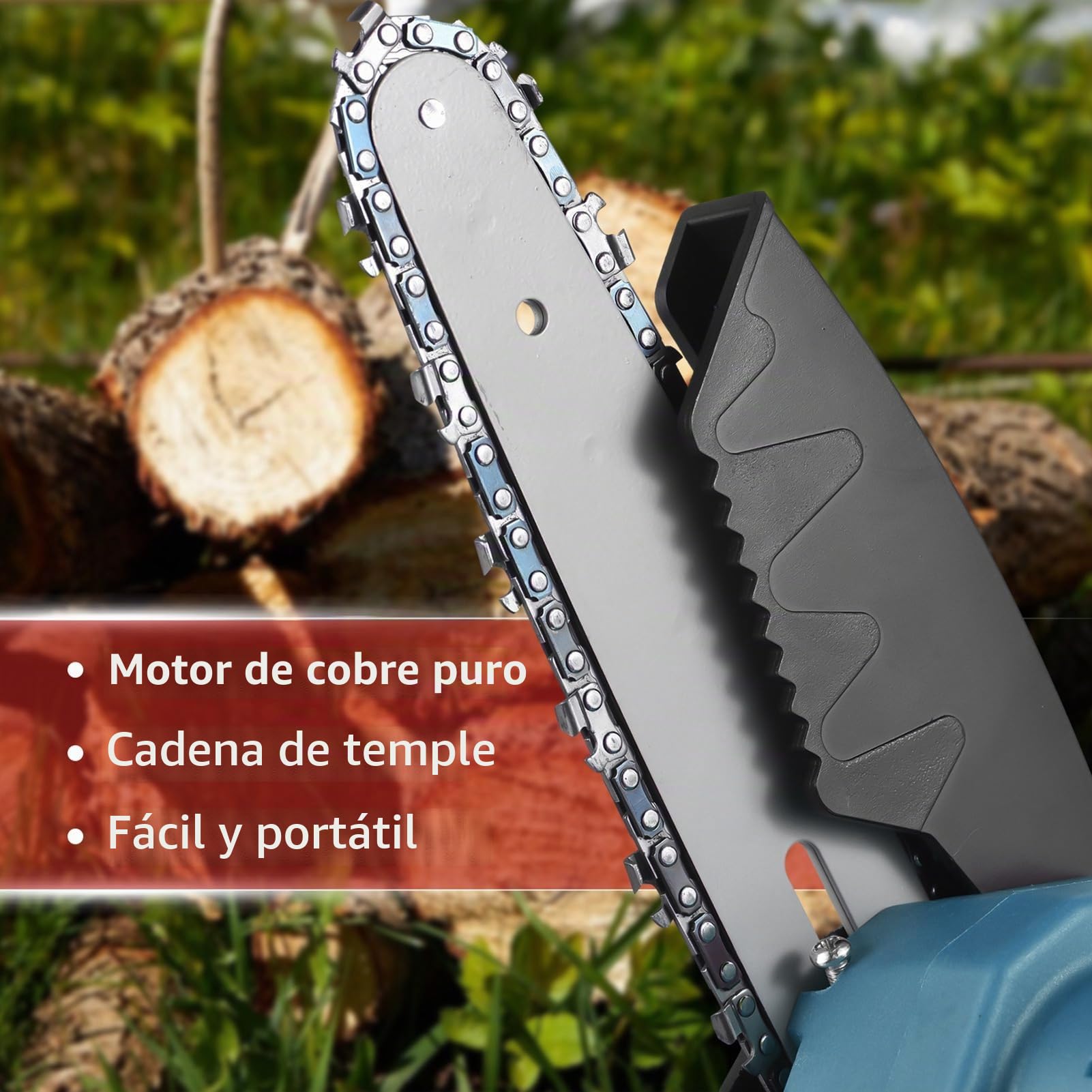 Mini Motosierra Bateria 6 y 4 Pulgadas, 21 V Motosierra Eléctrica de Mano Pequeñas Sierra Podar Bateria, 2x2000 mAh, 2 Cadenas, para Cortar Ramas Y Madera En El Jardín