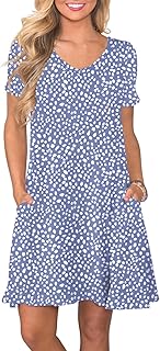 Women's Casual T Shirt Dress Summer Short Sleeve Swing Dresses with Pockets