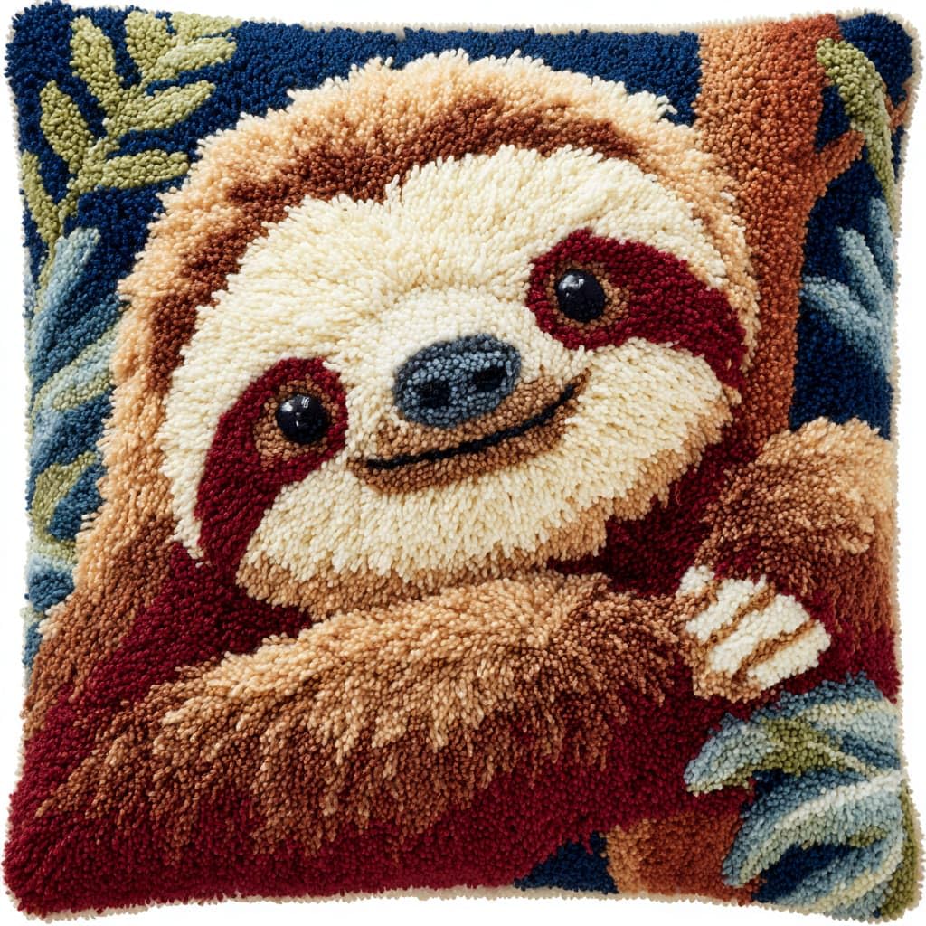 WallustrioaW Latch Hook Cushion Kits for Adults,Animal Sloth