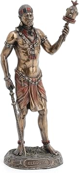 Veronese Design 8 7/8 Inch Ellugua God of Travelers African Orisha Resin Statue Bronze Finish