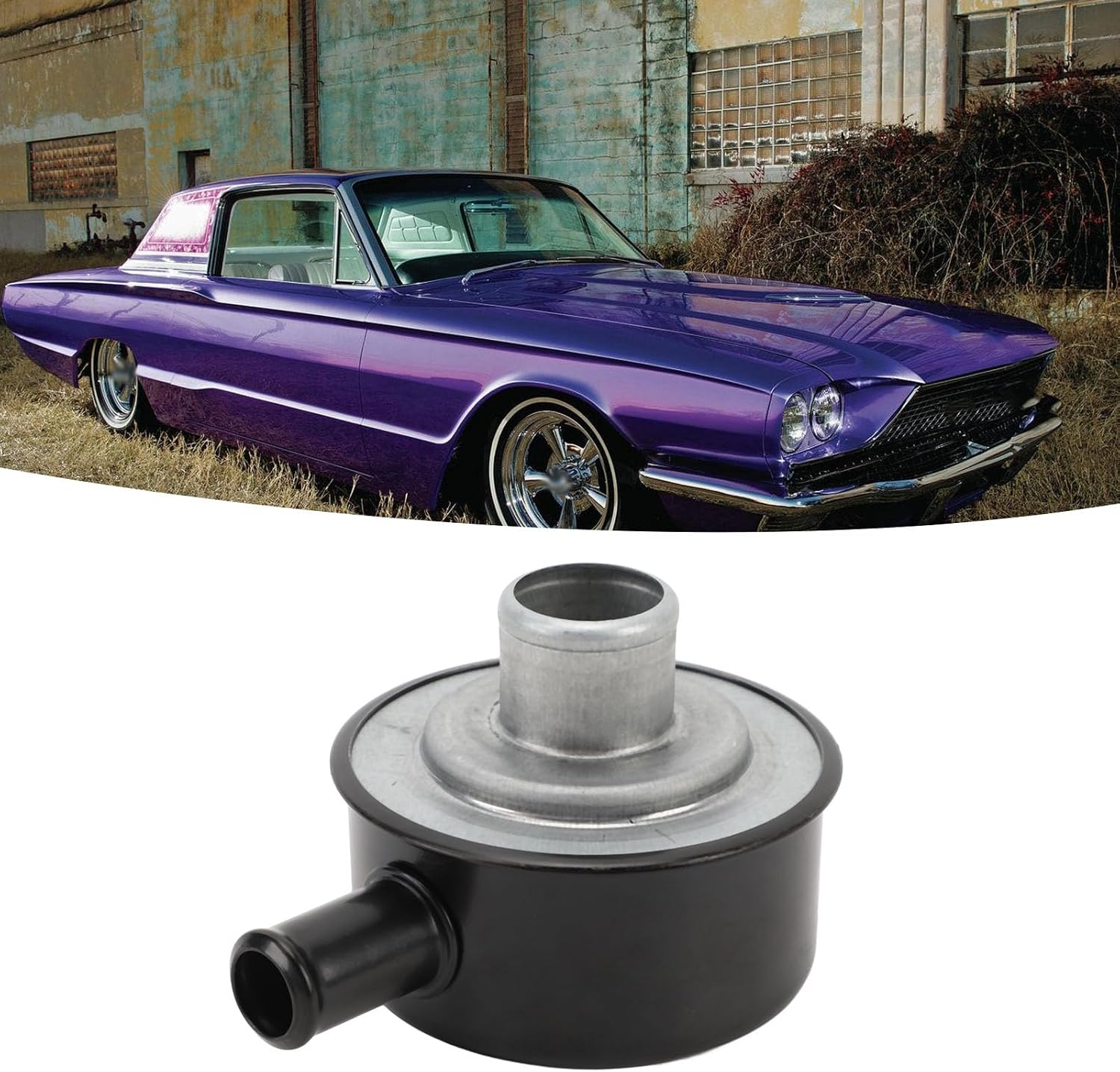 Black Round Push In Style Valve Cover Breather with Vent Tube, Push In Breather 2 3/4in Valve Breather Cover with Tube, Universal Car Air Vent Cap Breathers Replacement for 327 350 302 454 Engine