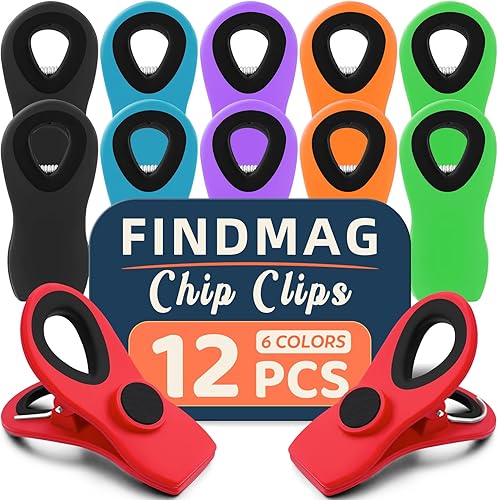Paquete de 12 clips magnéticos para papas fritas, clips para bolsas de alimentos para paquetes de alimentos, clips de cocina con imán para nevera, Paquete de 12 clips magnéticos para papas fritas, clips para bolsas de alimentos para paquetes de alimentos, clips de cocina con imán para nevera,