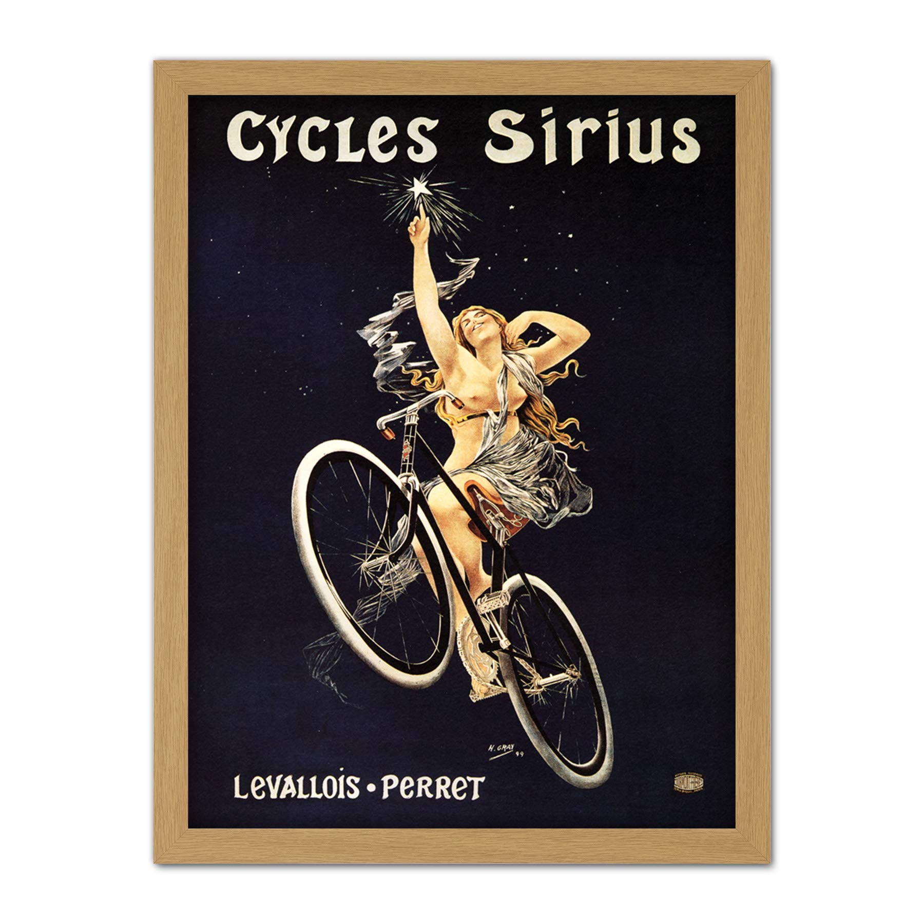 Wee Blue Coo Sirius Cycles France Vintage Artwork Framed Wall Art Print 18X24 Inch