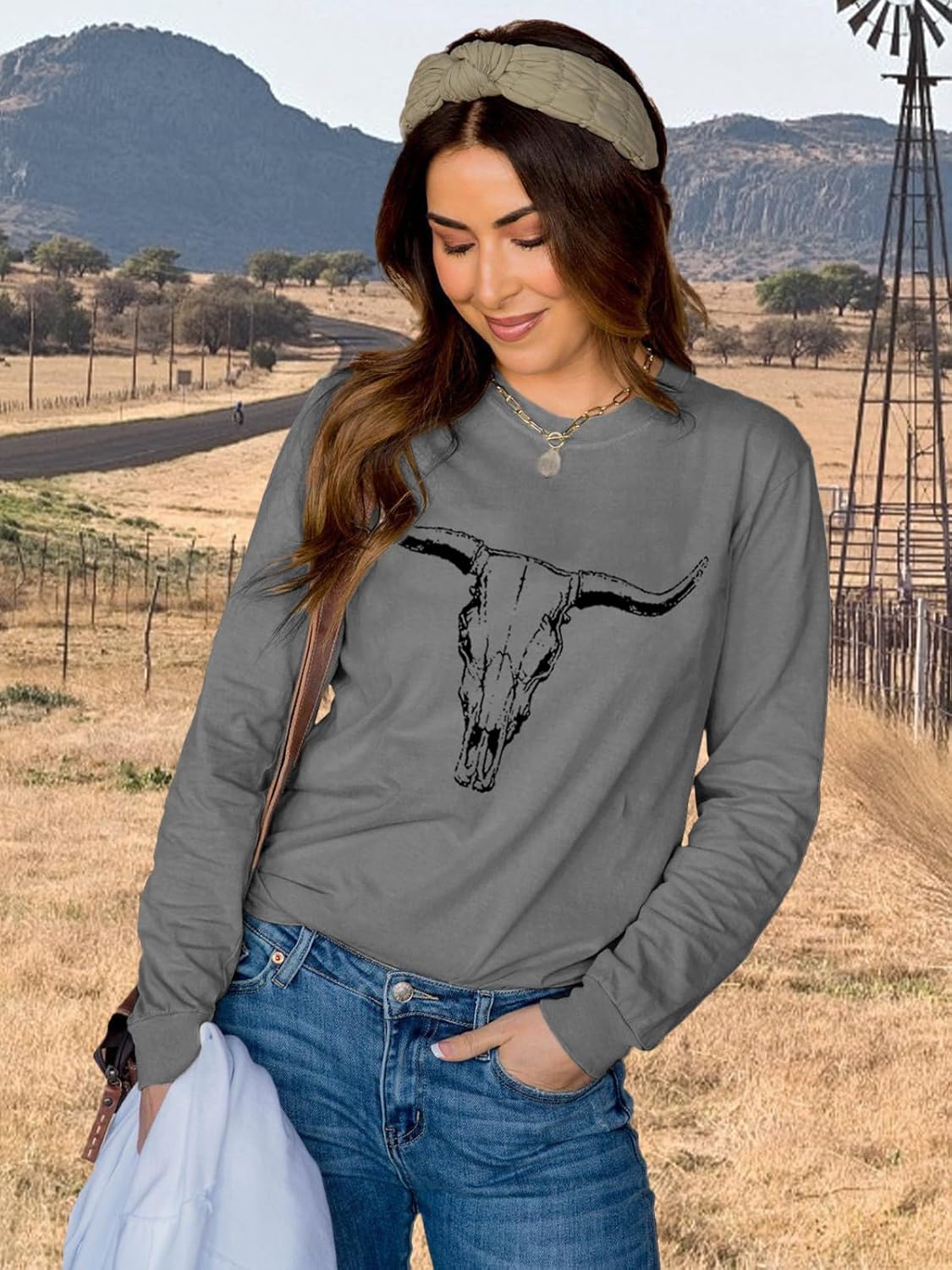 Women's Western Cowgirl Long Sleeve Shirts Vintage Country Music Fall T-Shirt Hiking Travel Sweatshirt Tops - Image 4