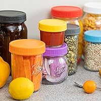 Vista 5 de 9 Wide Mouth Mason Jar Lids with Silicone Ring, Black Plastic Thickened Leak-proof Lids Fit Ball,Kerr and More, 3.38in/86mm(Black)